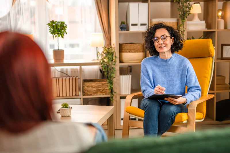 therapist listening to client